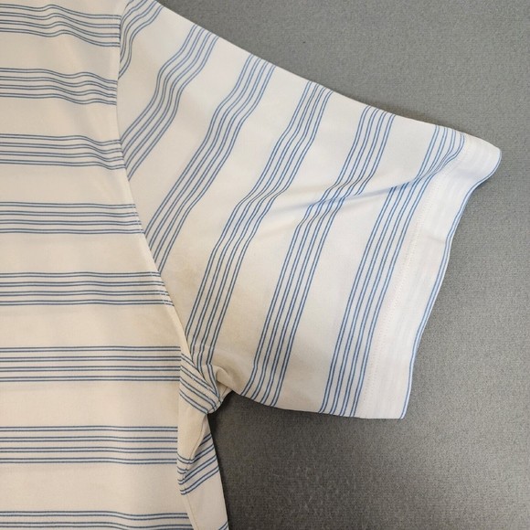 Nike Polo Shirt Mens 2XL White Striped Nike Dri-Fit Short Sleeve - Picture 13 of 15